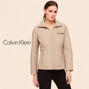 Calvin Klein Tan Quilted Utility Jacket Women’s Small Lightweight Zip Front Coat